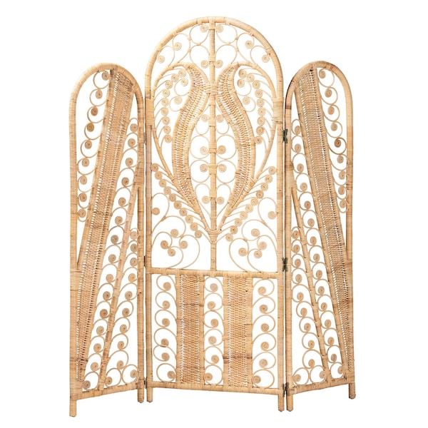 Bali & Pari Nadra Modern Bohemian Natural Brown Rattan Room Divider 236-13257-ZORO - main